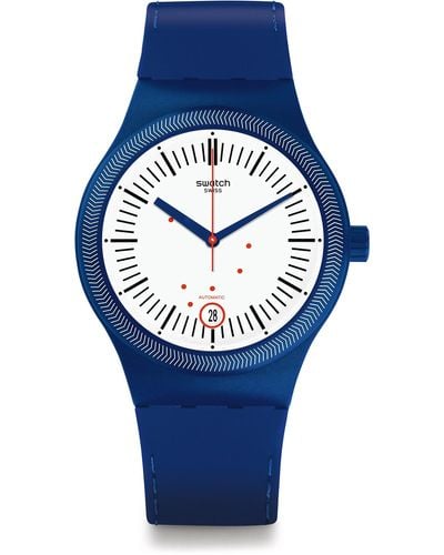 Swatch Digital Automatik Uhr mit Silikon Armband SUTN401 - Blau