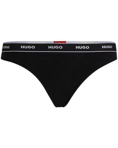 HUGO Thong Stripe Pyp String - Black