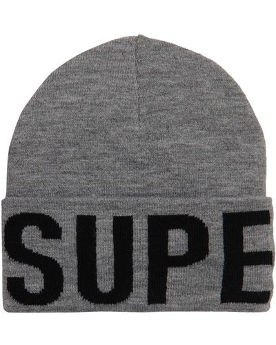 Superdry Branded Knitted Beanie Hat Baseball Cap - Grey