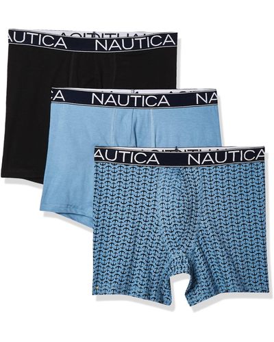 Nautica 3-Pack Classic Underwear Cotton Stretch Boxer Brief Retroshorts - Blau
