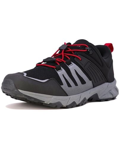 Nautica S Hiking Work Shoes Trekking Utility Sneakers Low-Top Outdoor-Anzo-Black Red-Size 8 - Schwarz