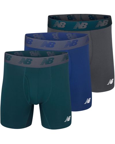 New Balance 6" Boxer Brief Trunk Underpants Fly Front With Pouch - Blue