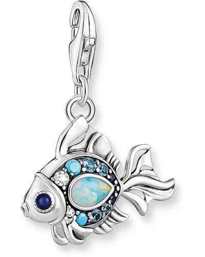 Thomas Sabo Charm Pendant Fish With Blue Stones Silver 925 Sterling Silver