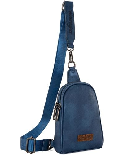 Wrangler Sling Bag For Crossbody Bag Purse With Detachable Strap - Blue