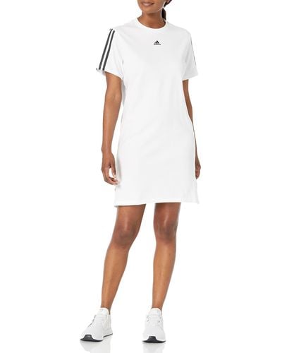 adidas Standard Essentials Loose 3-Stripes Dress - Weiß