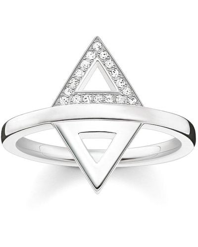 Thomas Sabo Ring 925 Sterling Silber Diamant Pavè weiß Gr. 50 - Mettallic