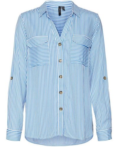 Vero Moda Vmbumpy L/S Shirt New Wvn Ga Noos Camicia da Donna - Blu