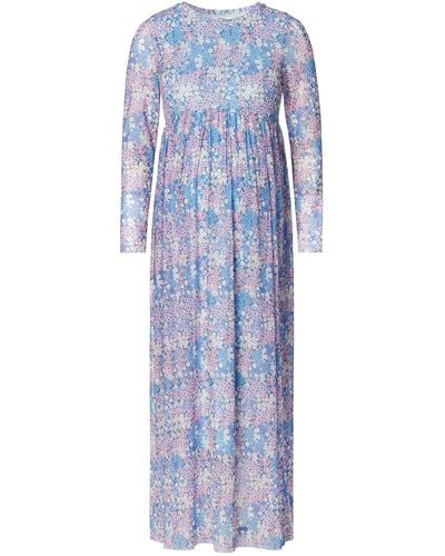 Esprit Dress Long Sleeve Maxi Allover Print Kleid - Blau