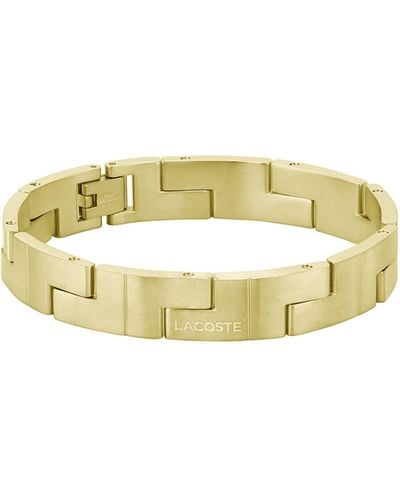 Lacoste Jewelry Catena Ionic Plated Thin Gold Steel Link Bracelet - White