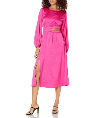 The Drop Jacob Long Sleeve Cutout Midi Dress - Pink
