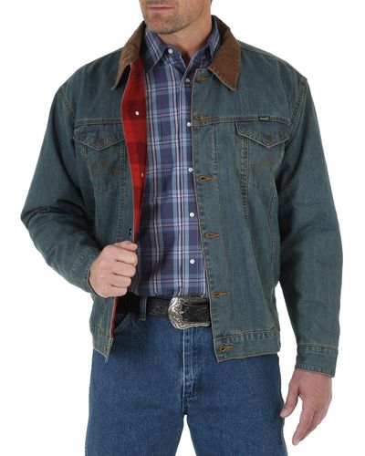 Wrangler Western Style Lined Denim Jacket - Blu