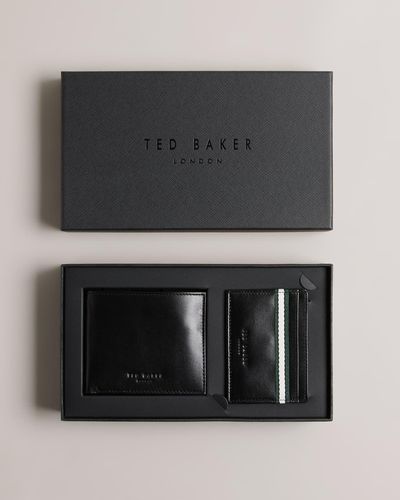 Ted Baker Granony Glasgow Stripe Wallet And Card Holder Set - Black