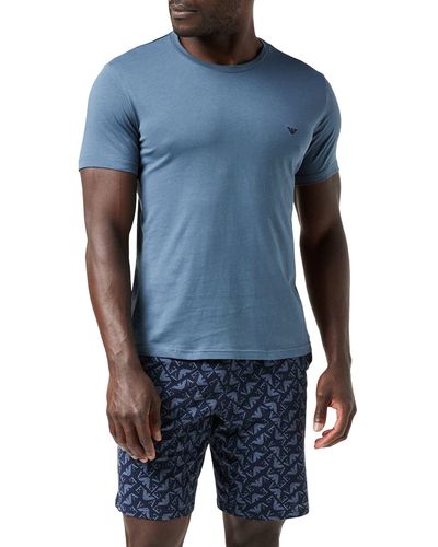 Emporio Armani Ensemble Pyjama avec t-Shirt et Short - Bleu
