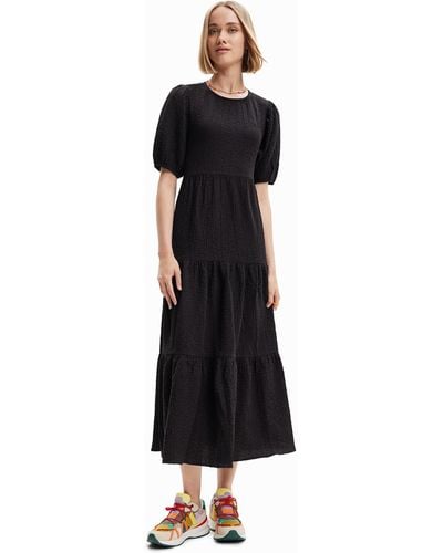Desigual Woven Dress 3/4 Sleeve - Black