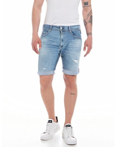 Replay Jeans Shorts With Super Stretch - Blue