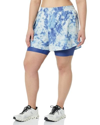 Amazon Essentials Pantaloncini da Corsa in Tessuto Elasticizzato a Doppio Strato Donna - Blu