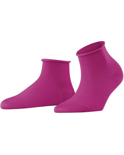 FALKE Cotton Touch Short Socks Low Cut Black White More Colours Thin Plain Without Pattern With Rolled Soft Tops For Summer Or Winter - Purple