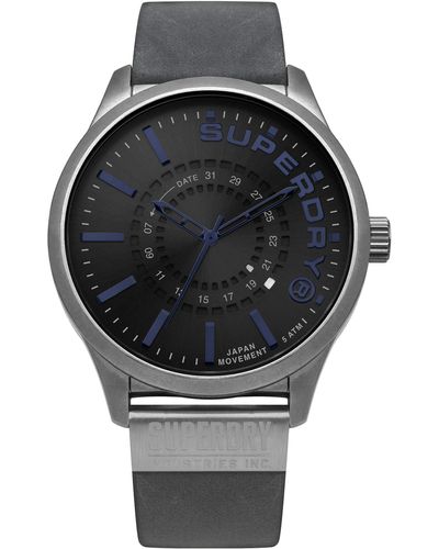 Superdry Analog Quarz Uhr mit Leder Armband SYG233U - Schwarz