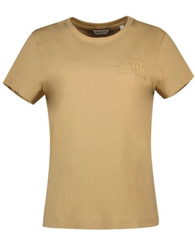GANT REG Tonal Shield SS T-Shirt - Natur