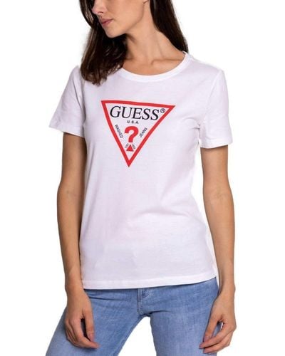 Guess Short Sleeve Classic Fit Logo Tee - Wit