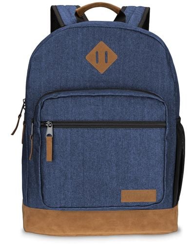 Wrangler Yellowstone Backpack Classic Casual Daypack With Padded Laptop Notebook Sleeve - Blue