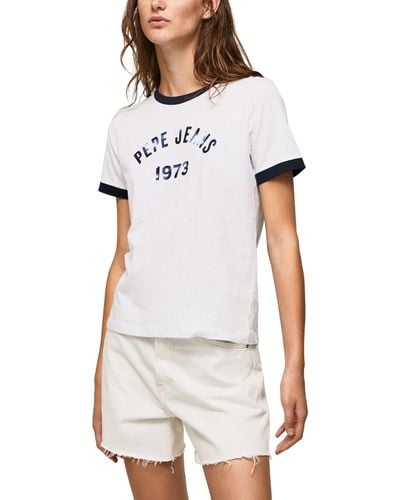 Pepe Jeans Moni, T-Shirt Donna, Bianco