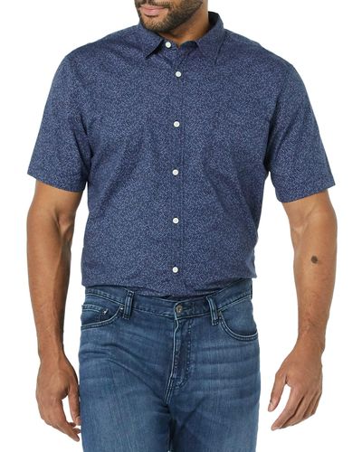 Amazon Essentials Kurzärmeliges Hemd aus Popeline - Blau
