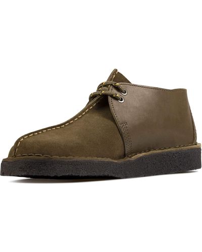 Clarks Desert Trek Shoes Olive Combi - Green