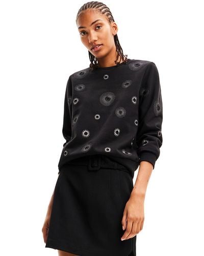 Desigual Geometric Embroidered Sweatshirt Black