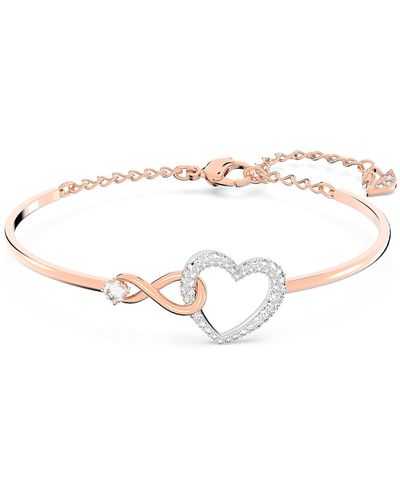Swarovski Infinity Heart Bangle Bracelet With A Rose-gold Tone Plated Bangle - Metallic