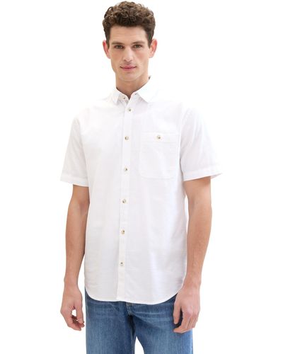 Tom Tailor Regular Fit Hemd mit Struktur - Weiß