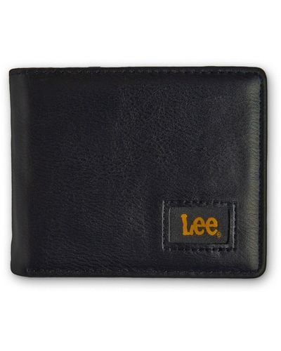 Lee Jeans Portafoglio da uomo bifold casual per tutti i giorni minimalista contanti e carte di credito con finestra per documenti - Nero