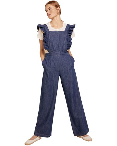 Springfield Jeans-jumpsuit Voor Met Ruches - Blauw