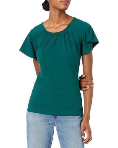 Amazon Essentials T-Shirt a Girocollo con ica Kimono vestibilità Classica Donna - Verde