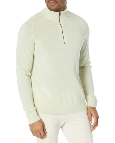 Amazon Essentials Pullover aus Merinowolle mit halbem Reißverschluss in normaler Passform - Weiß