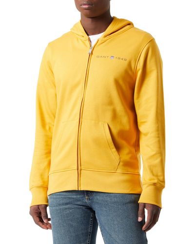 GANT Printed Graphic Full Zip Hoodie Hooded Sweatshirt - Yellow