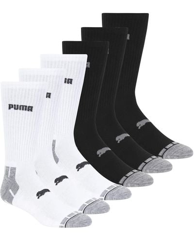 PUMA Mens 6 Pack Crew Running Socks - Black