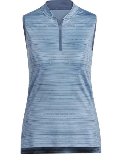 adidas Ultimate365 Stripe Sleeveless Polo Shirt Golf - Blue