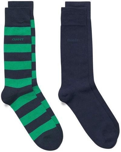 GANT 2-er Set Socken Blau & Grün gestreift Größe 41-46