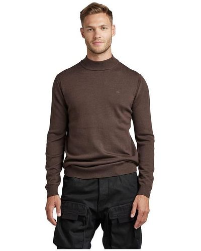 G-Star RAW Premium Core Mock Knit Pullover Sweater - Bruin