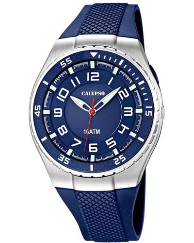 Calypso St. Barth Quartz Watch With Blue Dial Analogue Display And Blue Plastic Strap K6063/2
