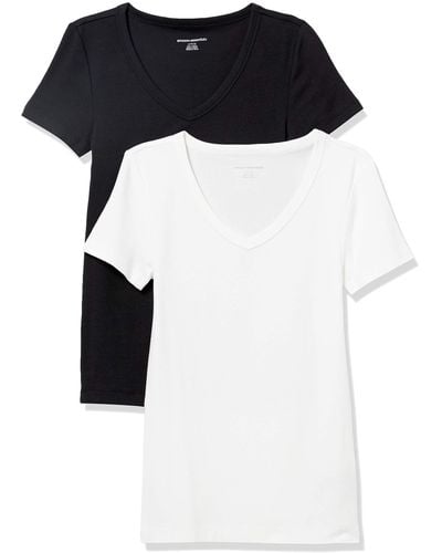 Amazon Essentials 2-Pack Slim-fit Short-Sleeve V-Neck T-Shirt Camiseta - Multicolor
