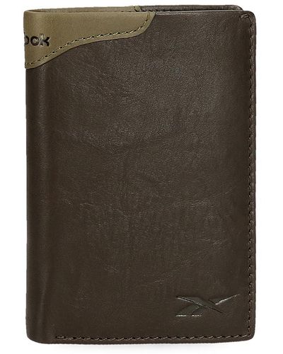 Reebok Club Vertical Wallet With Purse Brown 8.5 X 11.5 X 1 Cm Leather - Green