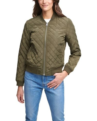 Levi's Diamond Quilted Bomber Jacket,green,x-small - Blue