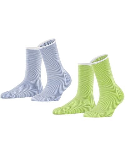Esprit Socken Allover Stripe 2-Pack W SO Baumwolle gemustert 2 Paar - Blau