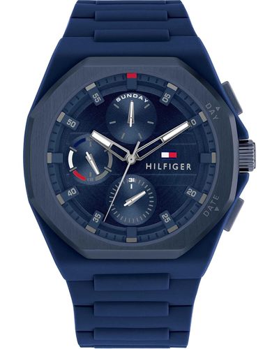 Tommy Hilfiger Multi Zifferblatt Quarz Uhr für Kollektion mit Silikonarmband Silikonarmband - 1792122 - Blau