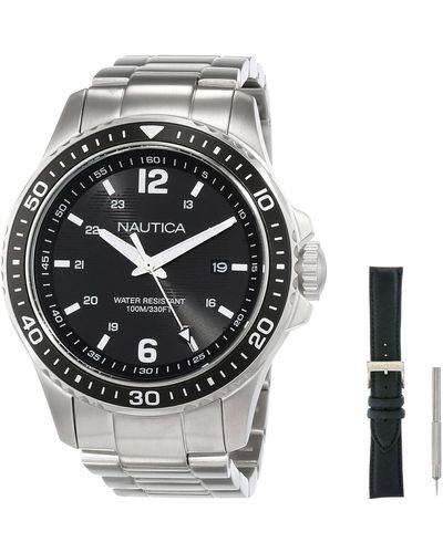 Nautica Analog Quarz Uhr mit Edelstahl Armband NAPFRB014 - Mehrfarbig