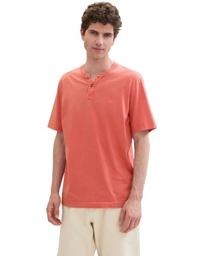 Tom Tailor Serafino-T-Shirt im verwaschenen Look - Rot