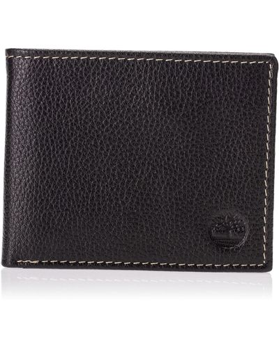 Timberland Men's Genuine Leather RFID Blocking Passcase Security Wallet,  black, One Size at  Men's Clothing store