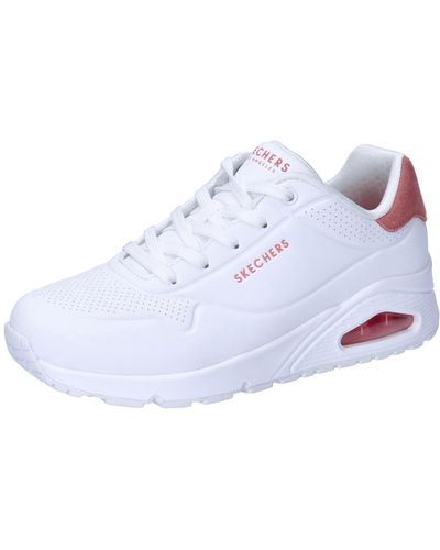 Skechers Uno, Sneaker Donna, White Durabuck Coral Suede Trim 01, 36.5 EU - Bianco